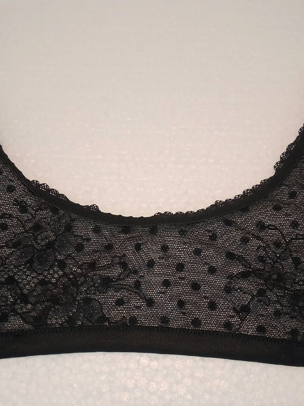 Victoria's Secret Black Lace Garter Belt with Polka-Dot Mesh XS